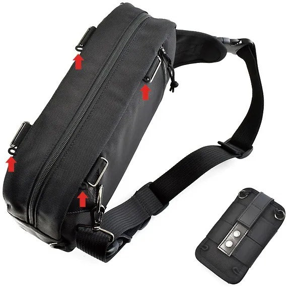 雙拉鍊側身單肩包