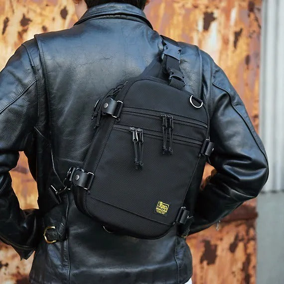 雙拉鍊側身單肩包