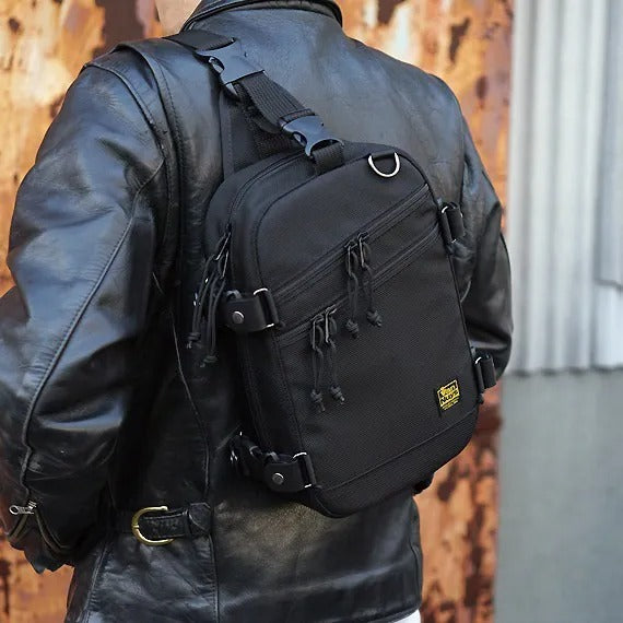 雙拉鍊側身單肩包